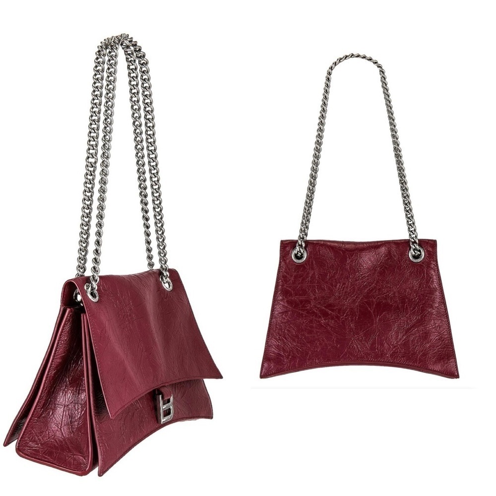 BALENCIAGA Crush Leather Medium Chain Shoulder Handbag Tote Crossbody Purse New - Picture 5 of 15